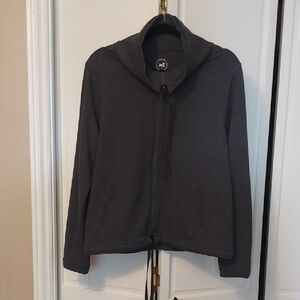 Central Park Zip Up Sweatshirt Stand Up Funnel Collar Gray Size L